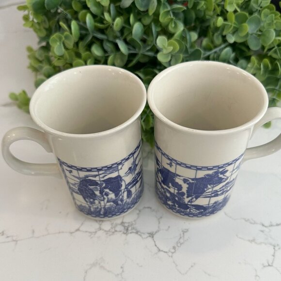 VTG  Churchill England Blue and Off White Holstein Cow Coffee Mugs (2) - Picture 6 of 6